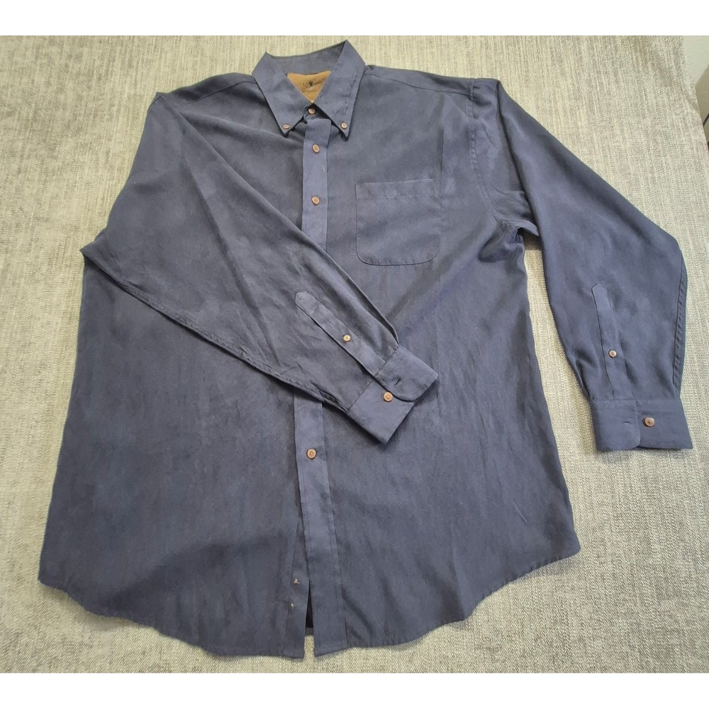 Duck Head Expedition men's blue button up shirt LG long sleeve pocket